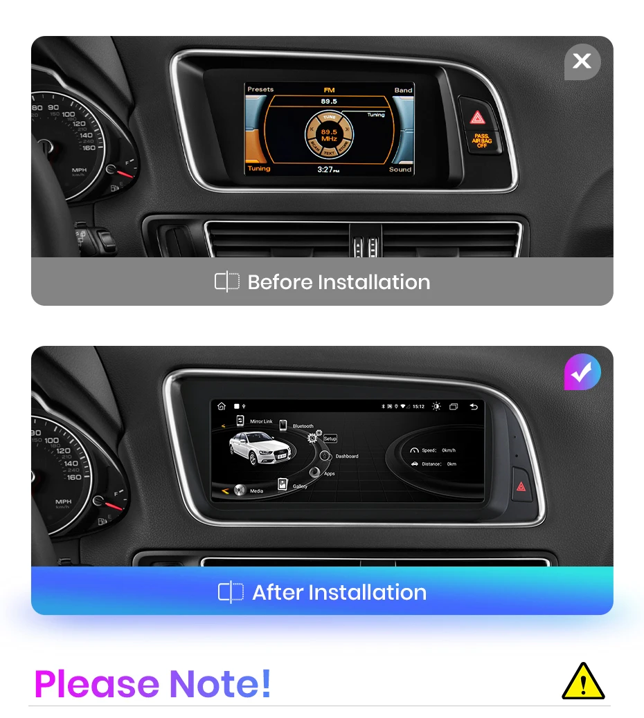 Junsun 8,8 Zoll Bluetooth Wireless CarPlay Android Auto Autoradio für Audi Q5 Q5L 2009-2016 GPS-Navigation 4G WiFi Multimedia-Stereoanlage – Detail 1