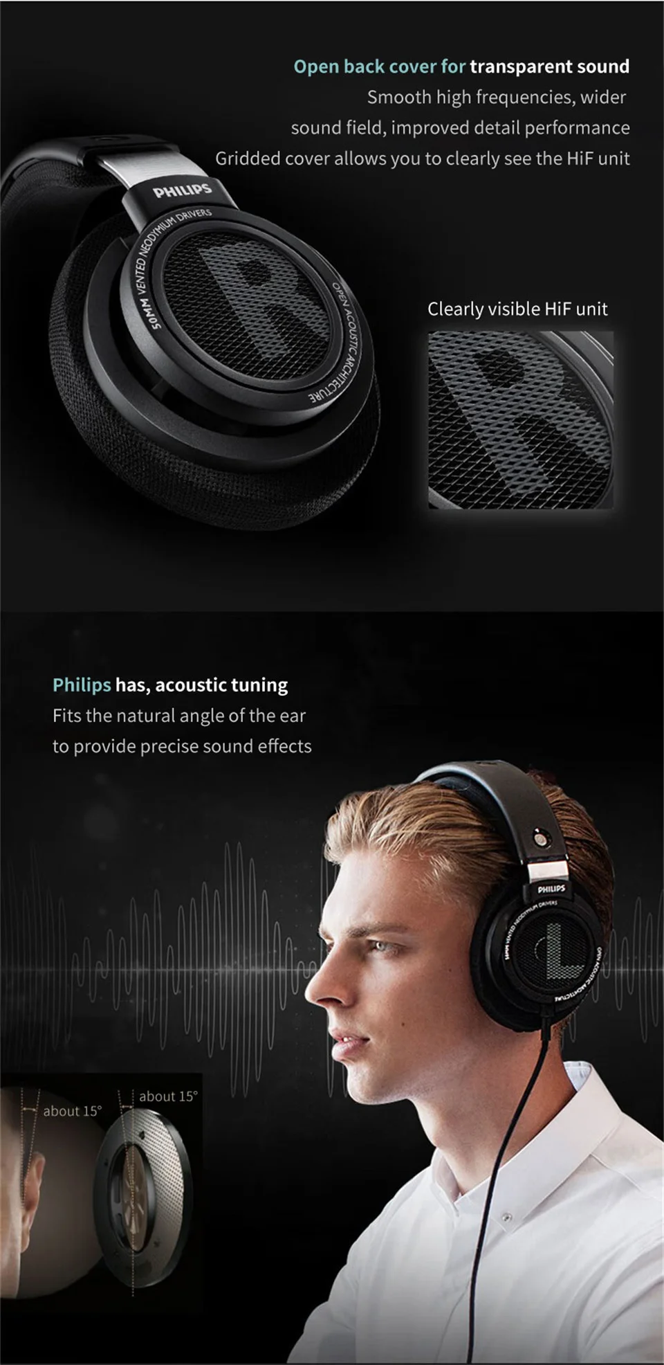 フィリップス SHP9500 有線ヘッドフォン HiFi ステレオ音楽