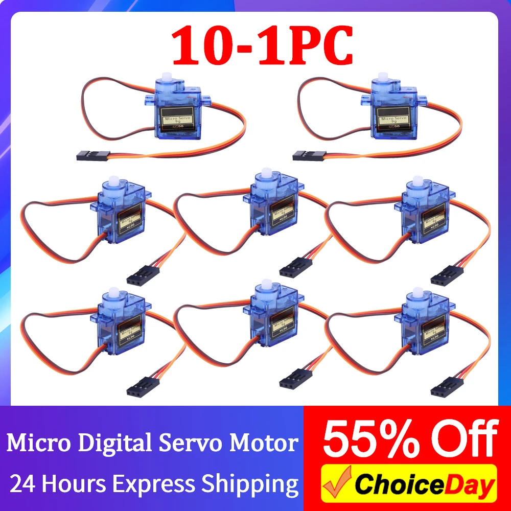 1-10PCS SG90 9G Micro Digital Servo Motor 180/360 Degree for Robot 6CH RC Helicopter Airplane Controls for Arduino FPV RC Car