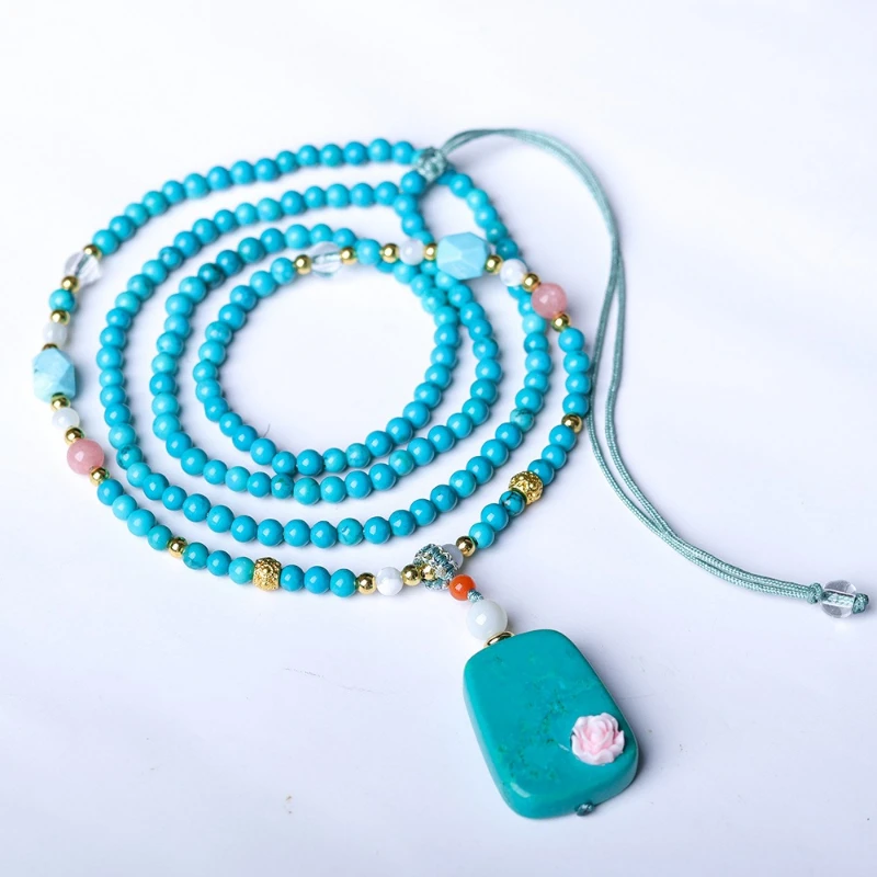 التصميم الأصلي: مغنيسيت منسوج يدويًا، قلادة على الطراز الصيني الفيروزي الجديد ألعاب ثقافية سلسلة سترة على الطراز الصيني الأخضر