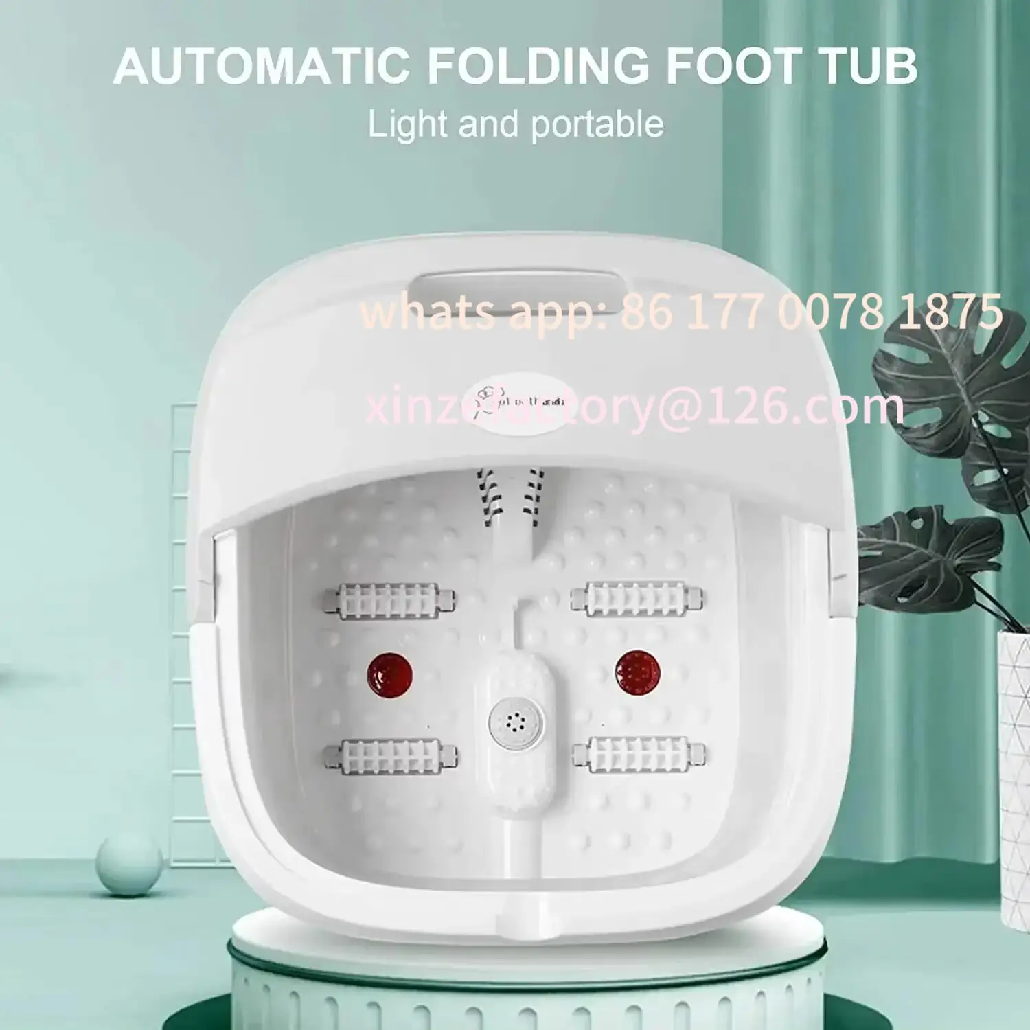Customizable Folding Foot Bath Massager Vibration Warm Foot Massager with 4Foot Rollers Temperature Tub Relieve Pain&Pressure
