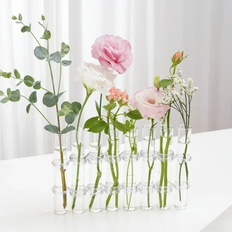 Hinged Flower Vase Glass Vase Tube Creative Plant Holder For Living Room Office Corridor Study Bedroom Dining Table Home Decor