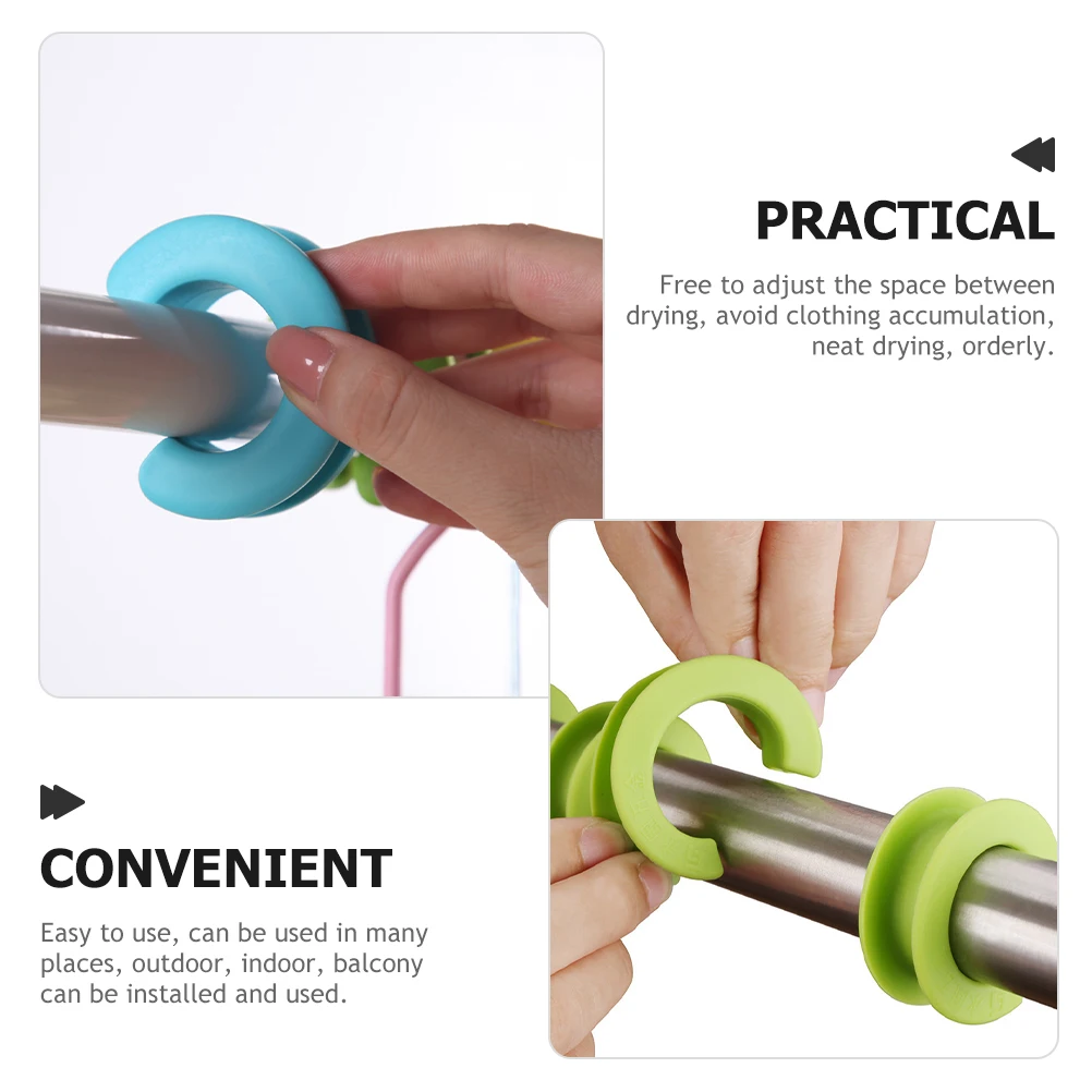 

12pcs Windproof Fixing Buckle Hanger Rings Silicone Non Slip Closet Rod Clothes Drying Pole Buckle Excellent Anti Slip Effect