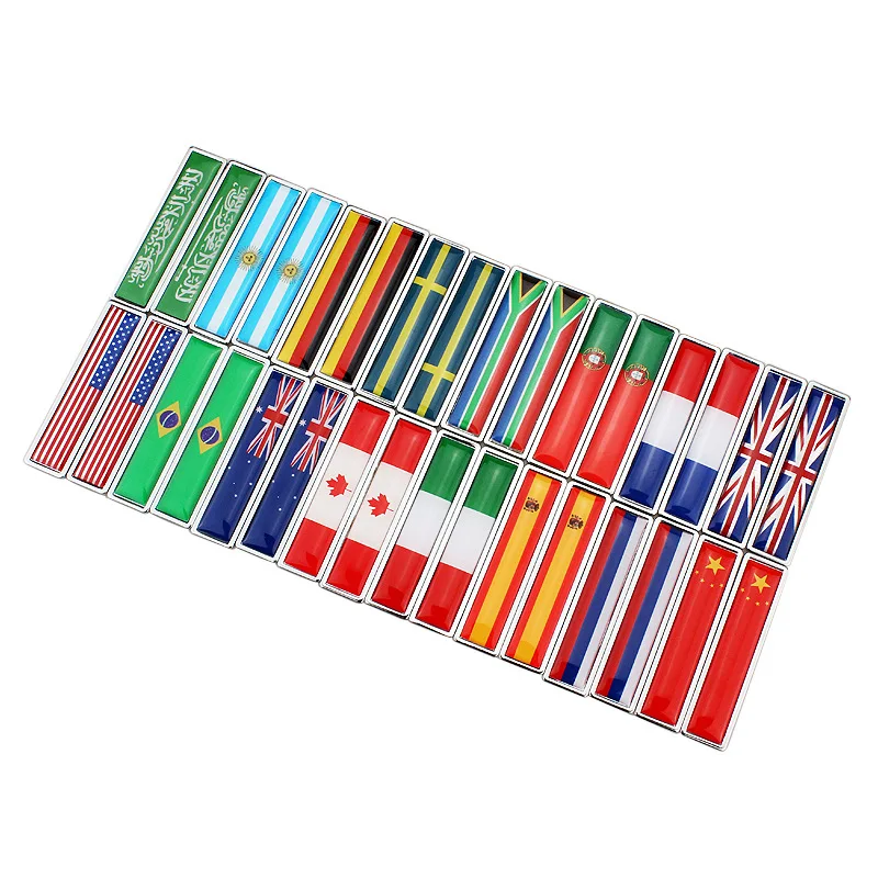 Car Accessories Zinc Alloy National Flag Sticker Australia Brazil China US UK Spain Italy France Germany Russia Portugal Canada