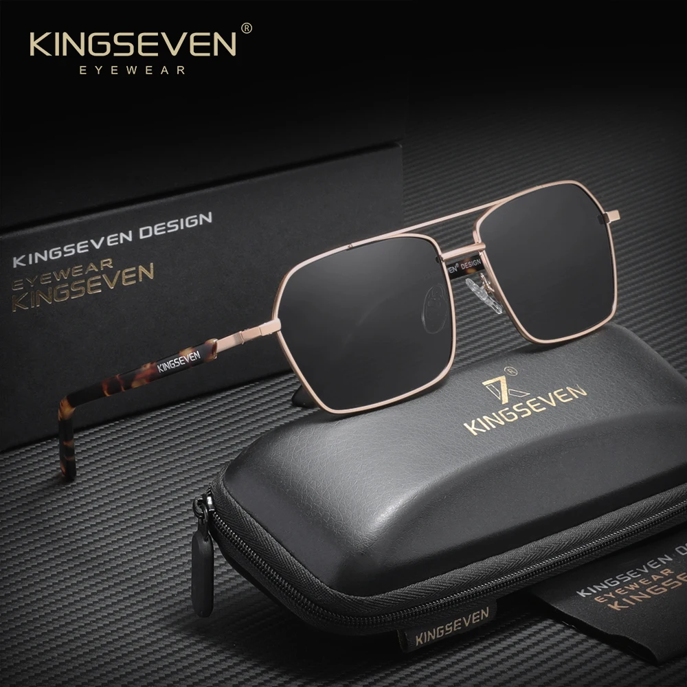 

KINGSEVEN дорожные деловые мужские солнцезащитные очки для мужчин и женщин, очки для вождения, уличные модные квадратные антибликовые очки в большой оправе