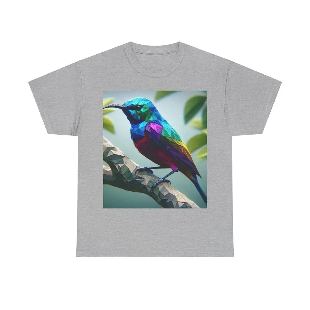 Low Poly Style Songbird Sitting On A Branch Unisex T-shirts For Men Women Summer Tees Cotton Luxury Brand Vintage Oversized