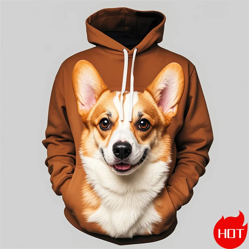 

Autumn Harajuku 3D Pembroke Welsh Corgi Printing Hoodies For Men Cute Animal Corgi Graphic Hooded Hoody Fashion Sweatshirts Tops