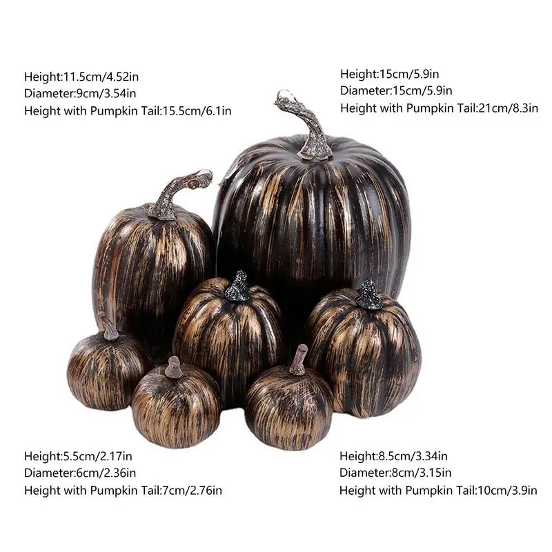 Calabazas artificiales de espuma para niños, modelos de calabaza de poliestireno de 7 piezas, decoración de Halloween, artesanía hecha a mano