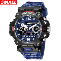 SMAEL New Watches 50m Waterproof Sports Watch Digital 8072 Army Watch Digital Quartz Dual Time Wristwatches LED for Men