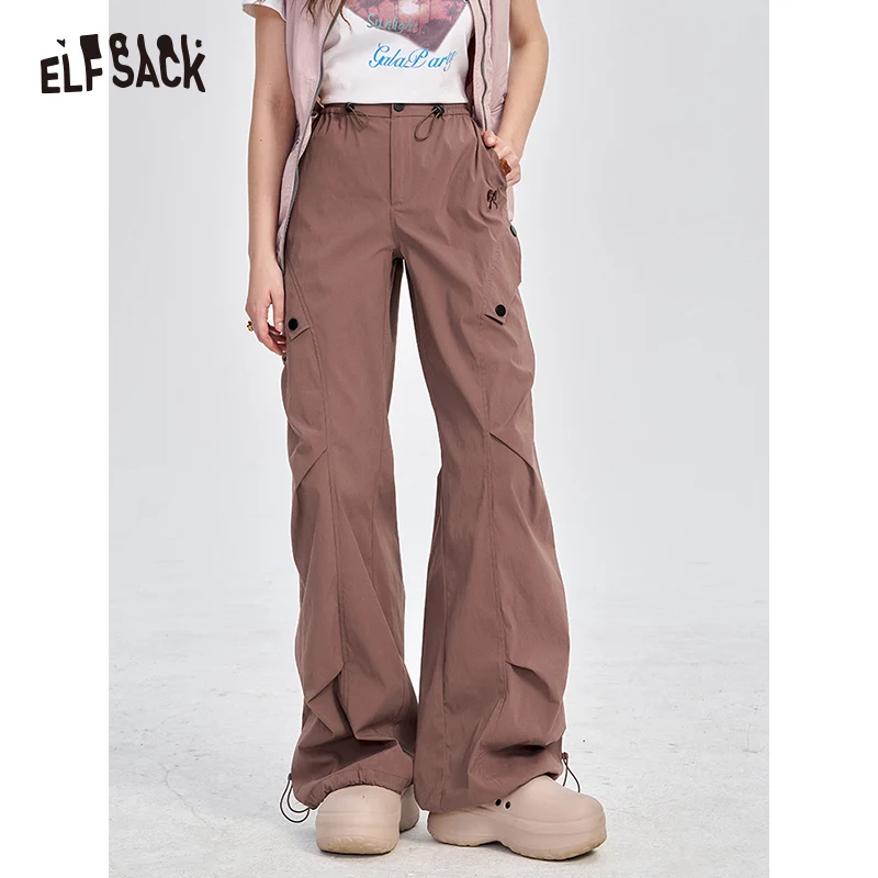 ELFSACK 2024 Autumn New Arrive American sports and casual wide leg work pants for women, straight leg slimming pants