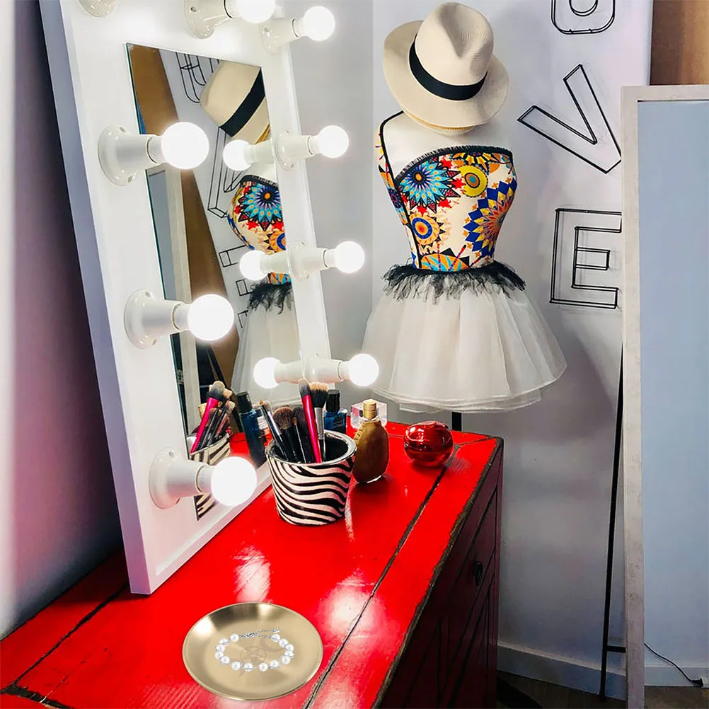 

2Pcs Tri Moon Pentagram Altar Metal Plates Decorative Holder Tray Storage Display Round Plate Ritual Ceremony