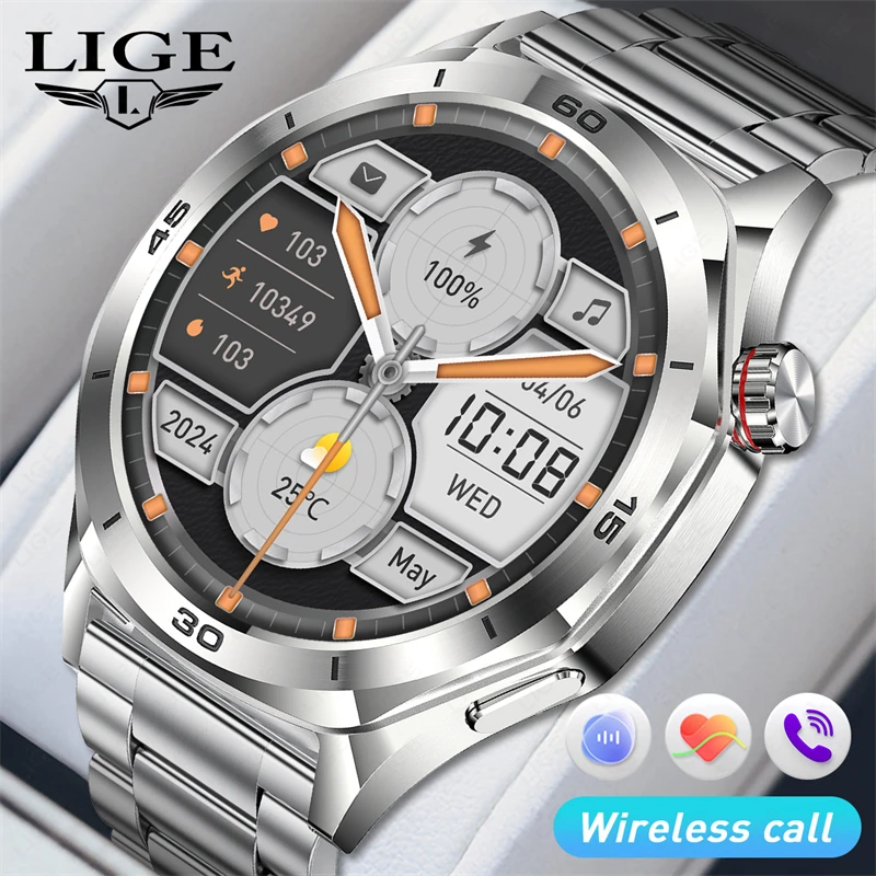 LIGE Health Monitoring Bracelet Wireless Call Men Smart Watch Running GPS Trajectory Smartwatch Sports Fitness Waterproof Watch