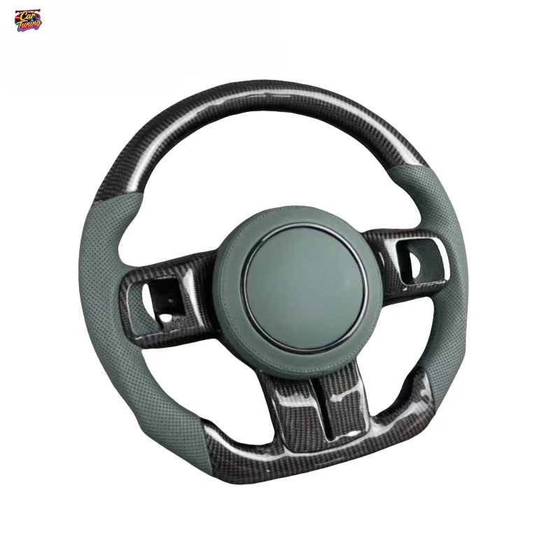 for Jeep Wrangler Gladiator JK JL Big Cut Compass Commander Racing Leather Carbon Fiber Flat Bottom Steering Wheel Modification