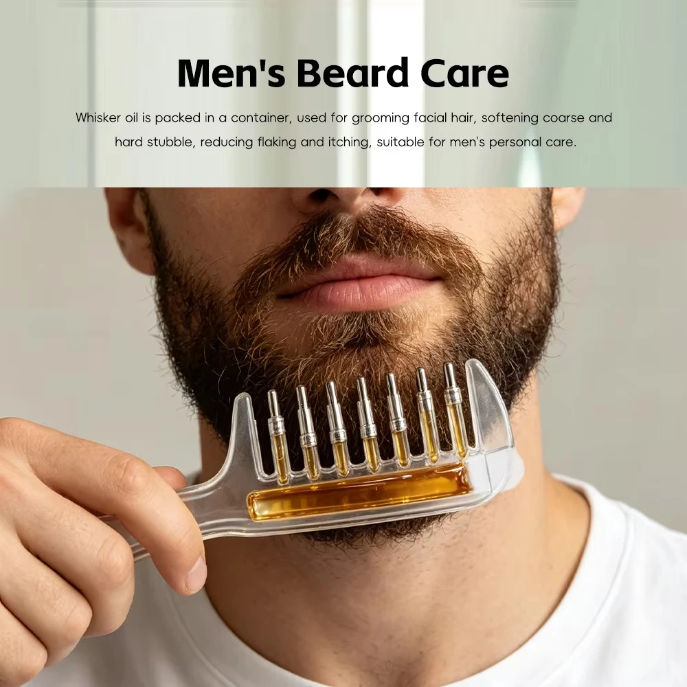 ユニセックス透明エッセンシャルオイル塗布用コーム。内蔵タンク - Beard Oil Growth のレビューと価格