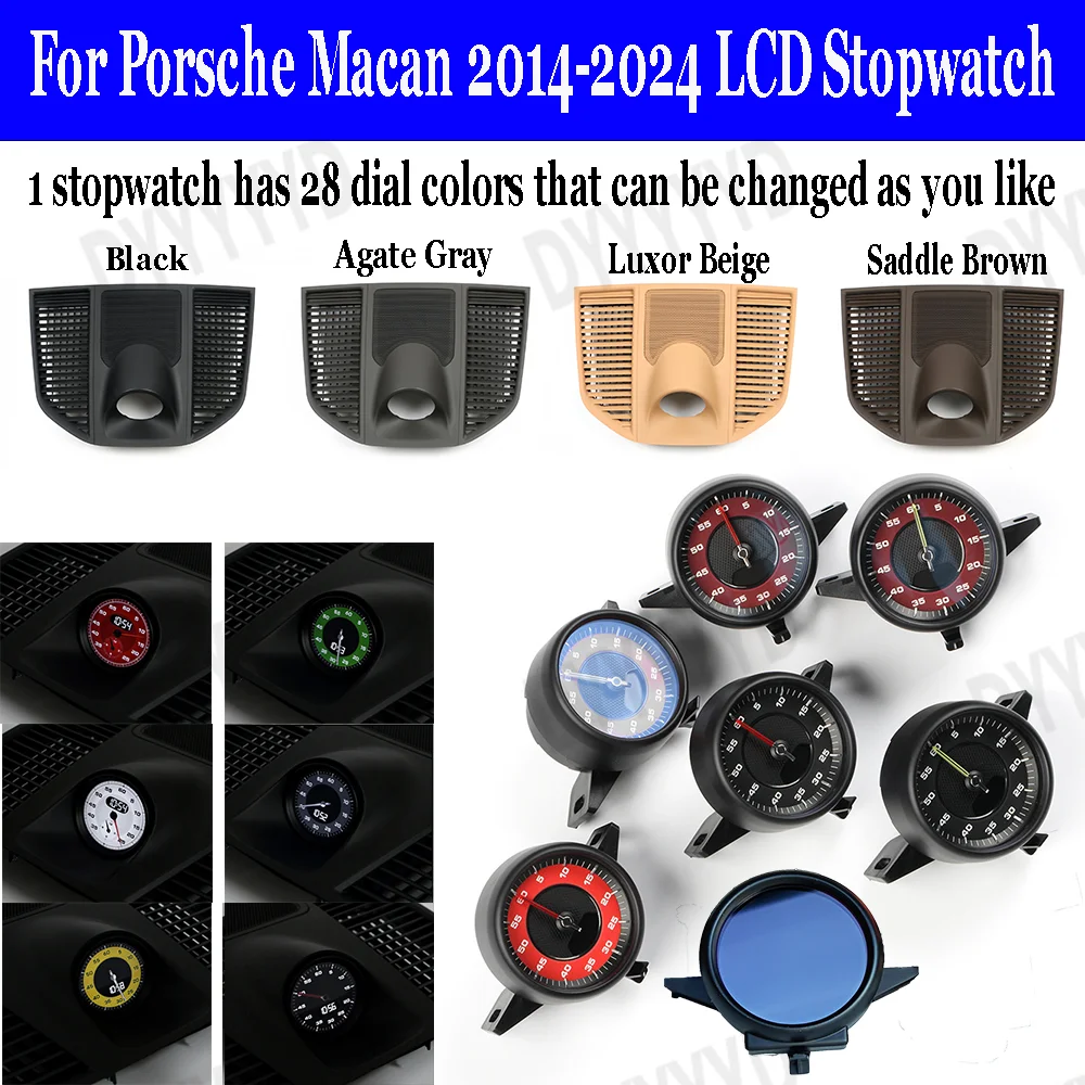 LCD ساعة توقيت كرونو لبورشه ماكان 2014-2023 28 أنماط الاتصال الداخلي لوحة القيادة المركزي ساعة البوصلة ساعة إلكترونية تجديد #3