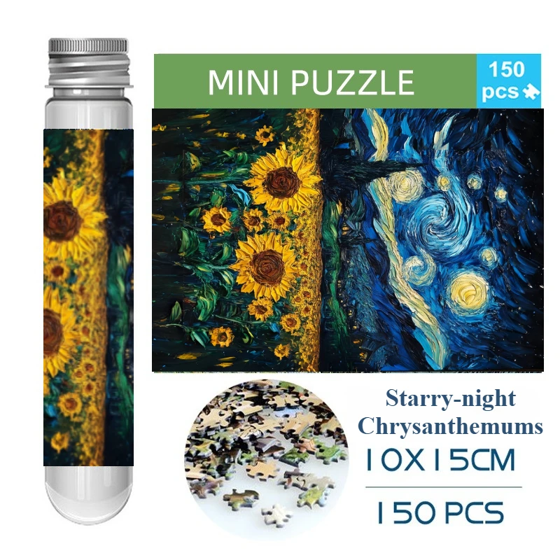 150PCS Mini Test Tube Starry-night Chrysanthemums Difficult Jigsaw Puzzle Decompression Toys Game Family