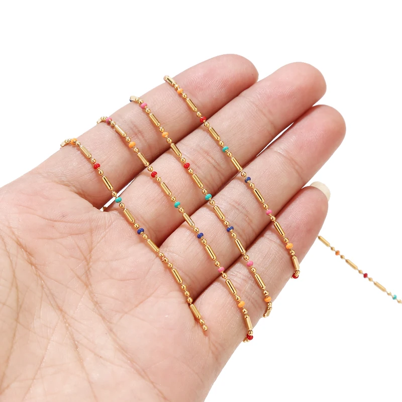 

3 метра PVD шариковые цепочки из нержавеющей стали с бусинами, никогда не выцветают, ювелирные цепочки для изготовления браслетов, принадлежности для ожерелья, аксессуары