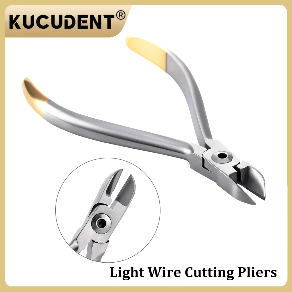 KUCUDENT Dental Orthodontic Wire Cutter - Stainless Steel Ligature & Elastic Cutting Pliers for Light Arch Wires