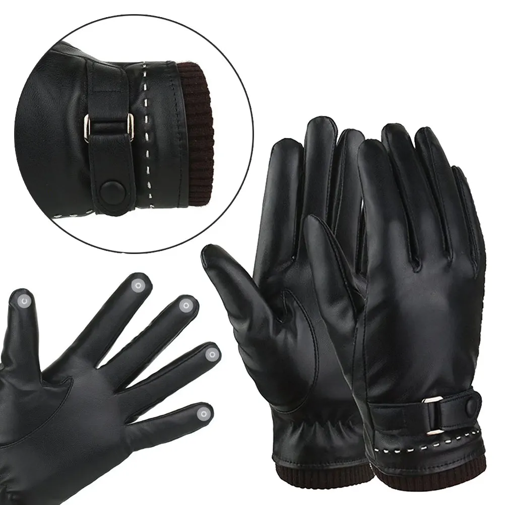 

Touchscreen Women Warm Keeping Water-proof Driving Cycling Hiking Winter Gloves PU Material All Fingers Work Cold