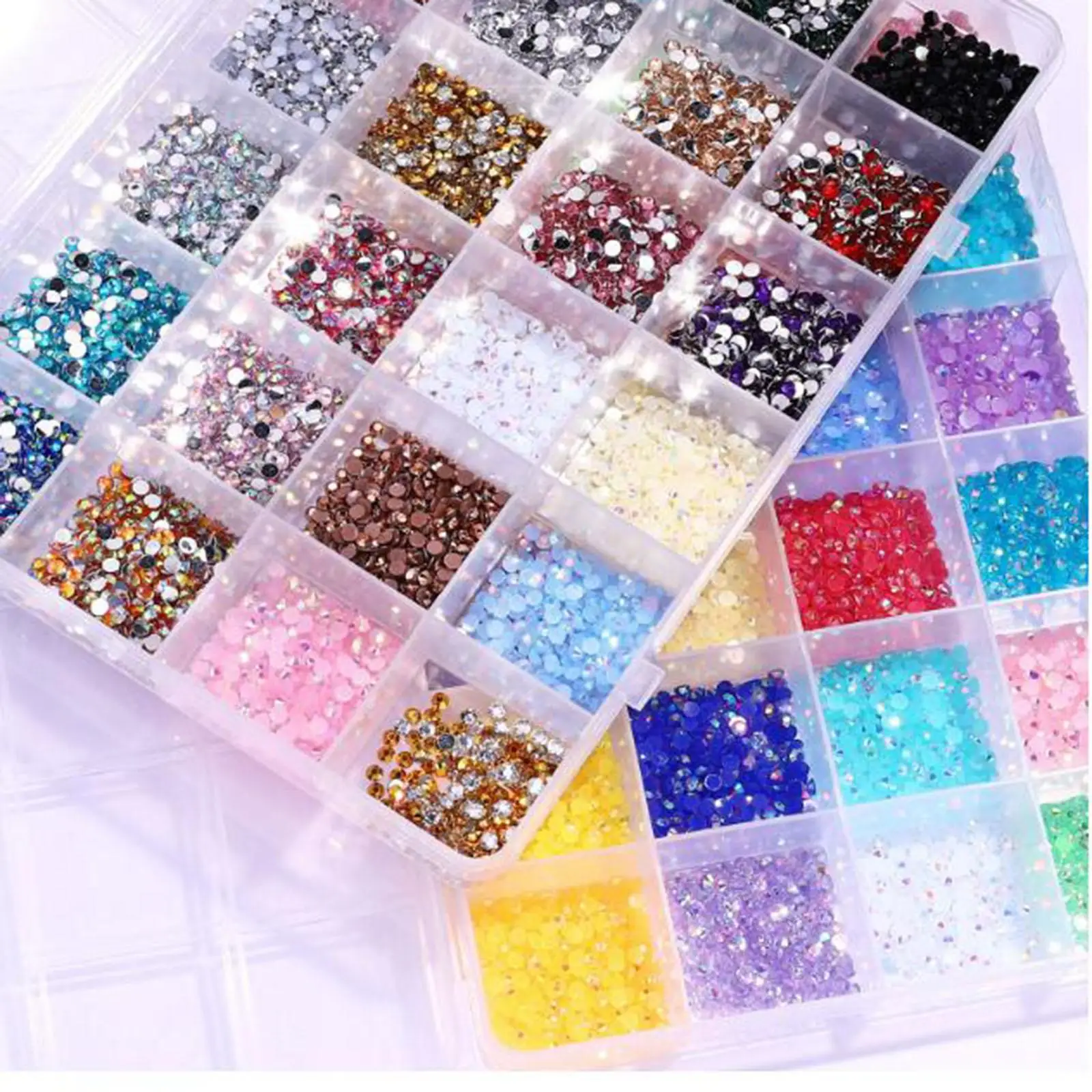 4x Nail Art Rhinestones Mixed Flat Back Gemstone Set Glitter Decor Resin Suitable for Clothing Making
