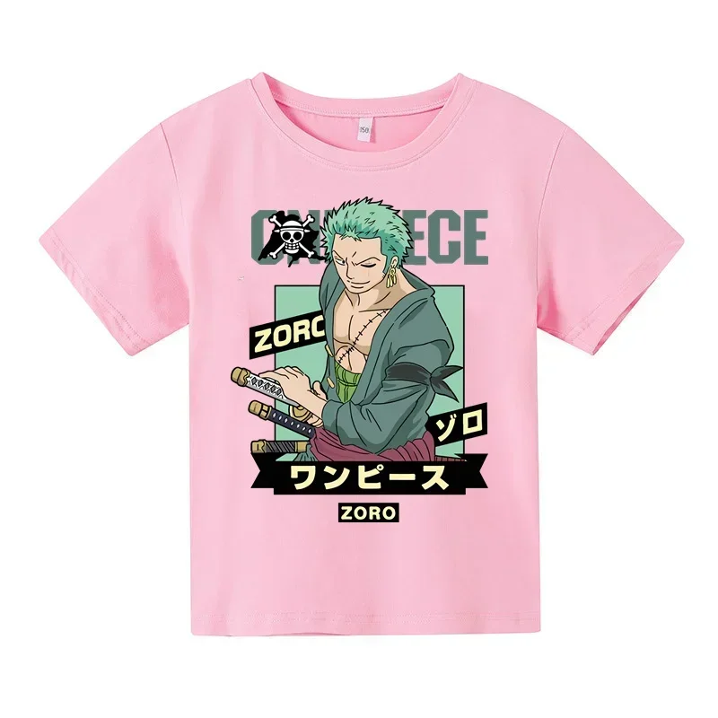 One Piece Pirate King Summer Splice t shirt Boys And Girls Cartoon Anime Print kids T-shirt Children Top Kids Sportswear baby