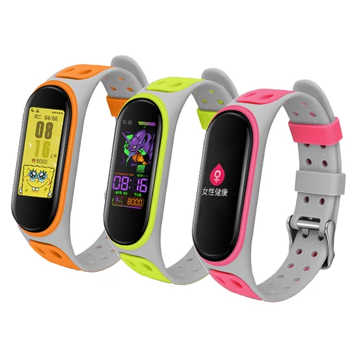 Imagen 2 del producto Para Mi Band 3/4/5/6/7 correa de silicona de dos colores Mi Band reemplazo pulsera inteligente de silicona Xiaomi Mi Band 4 5 6 7 pulsera