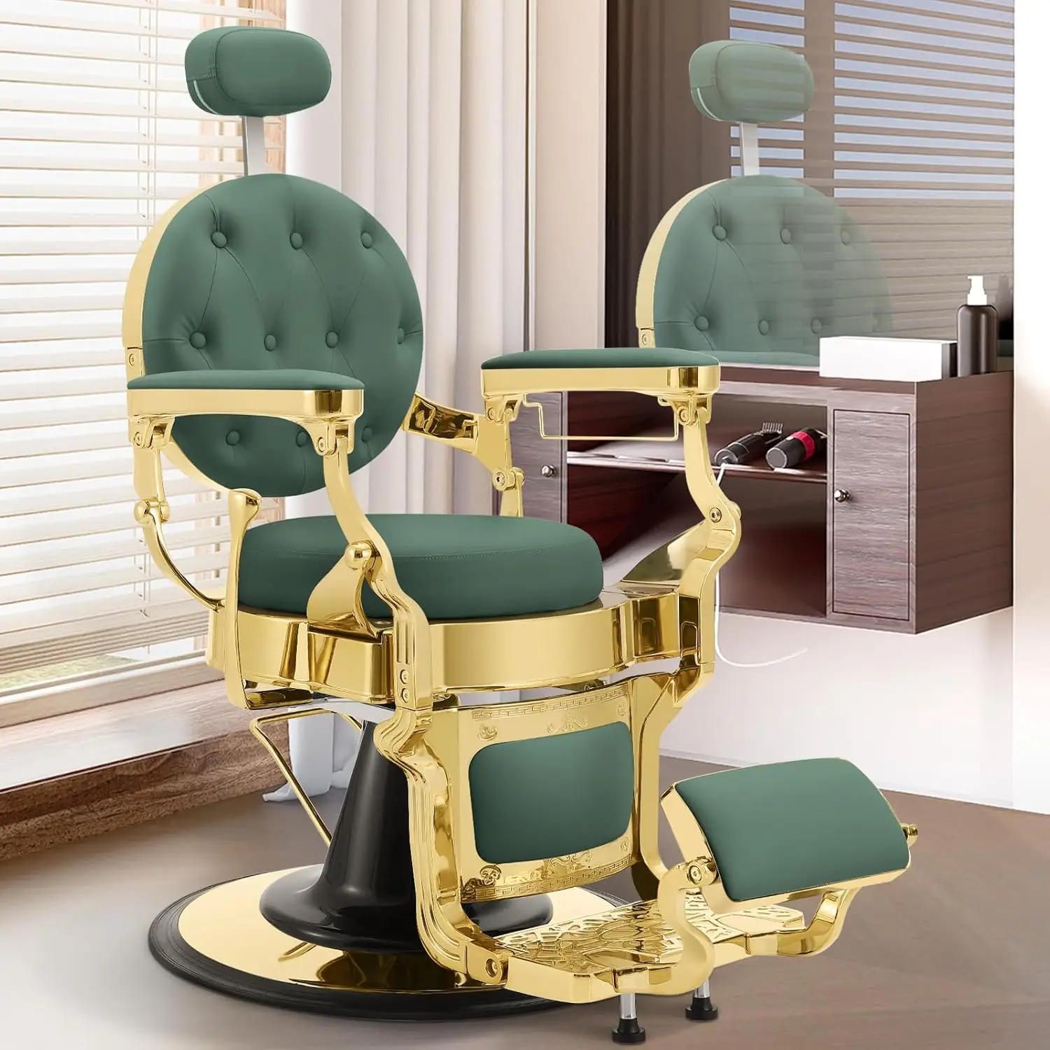

Barber Chair for Barbershop, Heavy Duty Recline Hair Salon Styling Chair with Removable Headrest, Professional Salon Beauty Spa