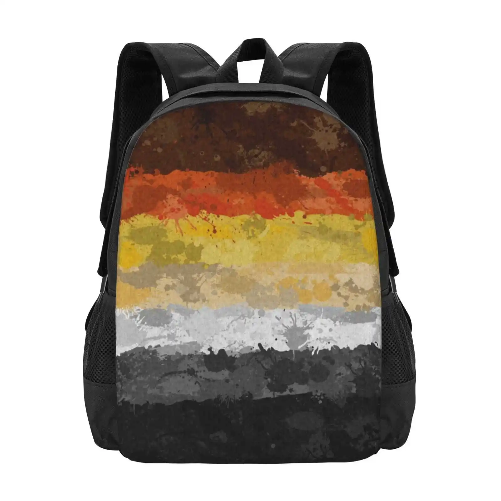 Bear Paint Splatter Flag Fashion Pattern Design Travel Laptop School zaino Bag Splatter Gay Bear Bear Pride Gay Pride Bear