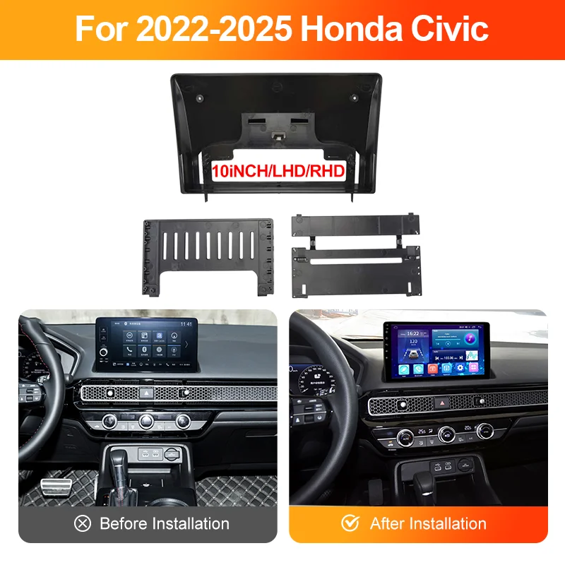 

QSZN для HONDA CIVIC 2022 2023 2024 2025 автомобильный радиоприемник android фасция мультимедиа DVD видео Аудио стерео панель рамка кабель 10 дюймов