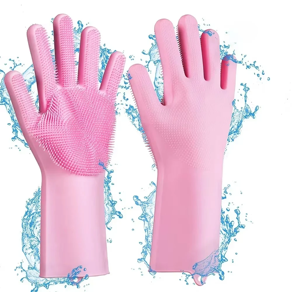 Guantes mágicos de silicona para limpieza de mascotas, esponja limpiadora de lavado de platos, depilación, champú de baño para perros y gatos