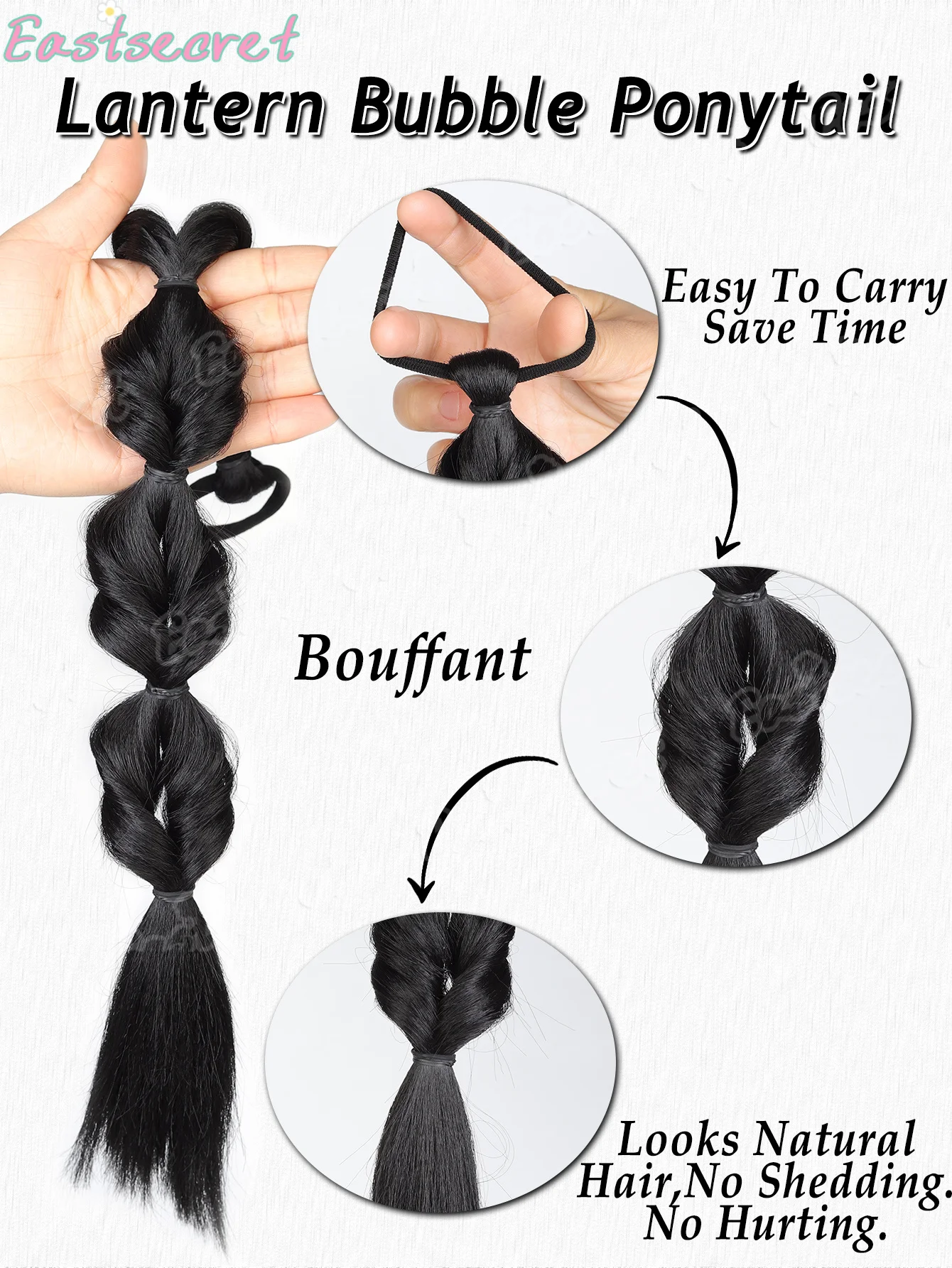 EAST-extensiones de trenzas largas sintéticas de 20 pulgadas, pelo trenzado sintético, linterna, cola de caballo con burbujas para mujer