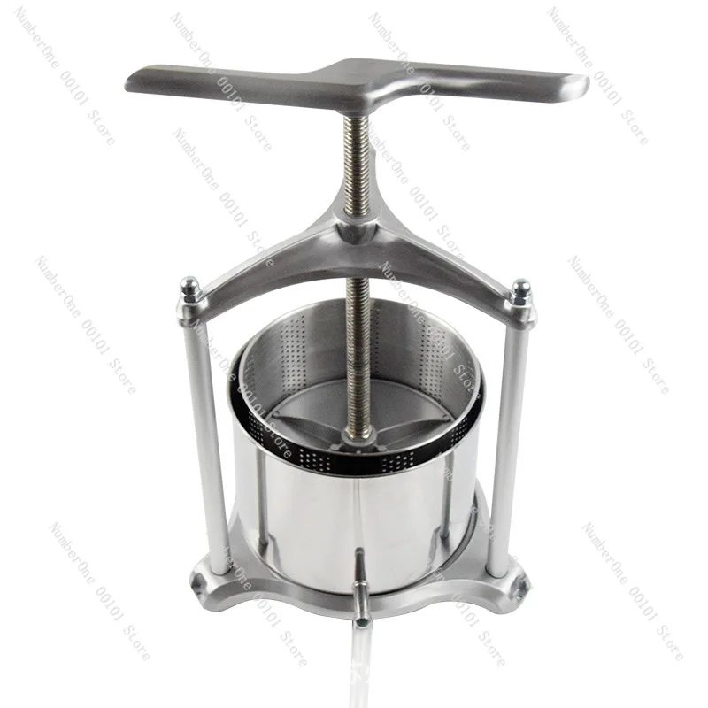 6L Manual Press Aluminum Frame 304 Stainless Steel Barrel Wine Cheese Vegetable Herbal Residue Squeezer