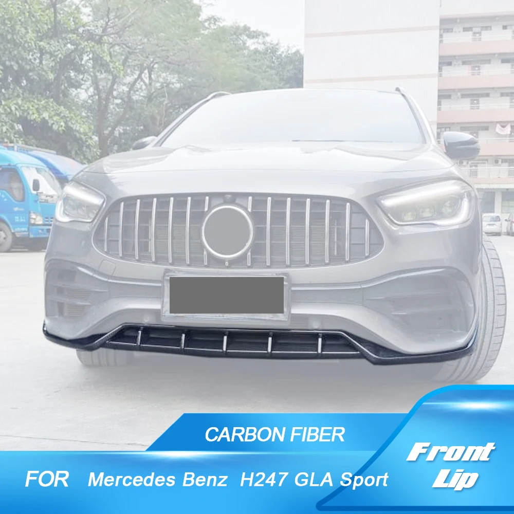 Front Bumper Lip for Mercedes Benz GLA Class H247 GLA200 GLA250 GLA35 AMG Sport 4 Door 2020 2021 Carbon Fiber Front Lip Spoiler