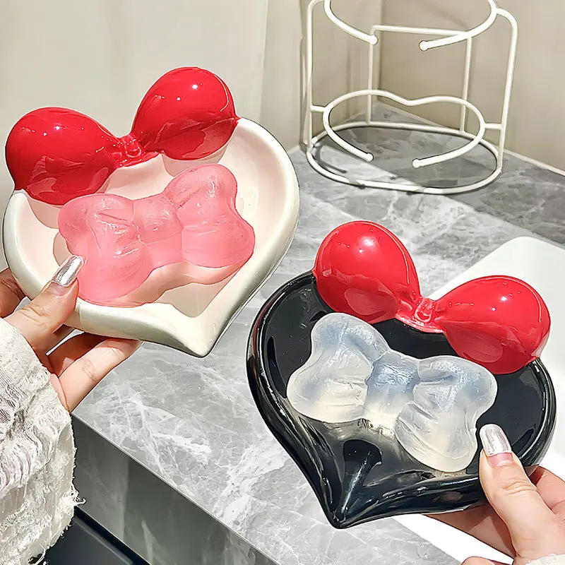 Light luxury ceramic soap box drain rack, no punching, contrasting color soap box, no water accumulation, high-value  with gifts