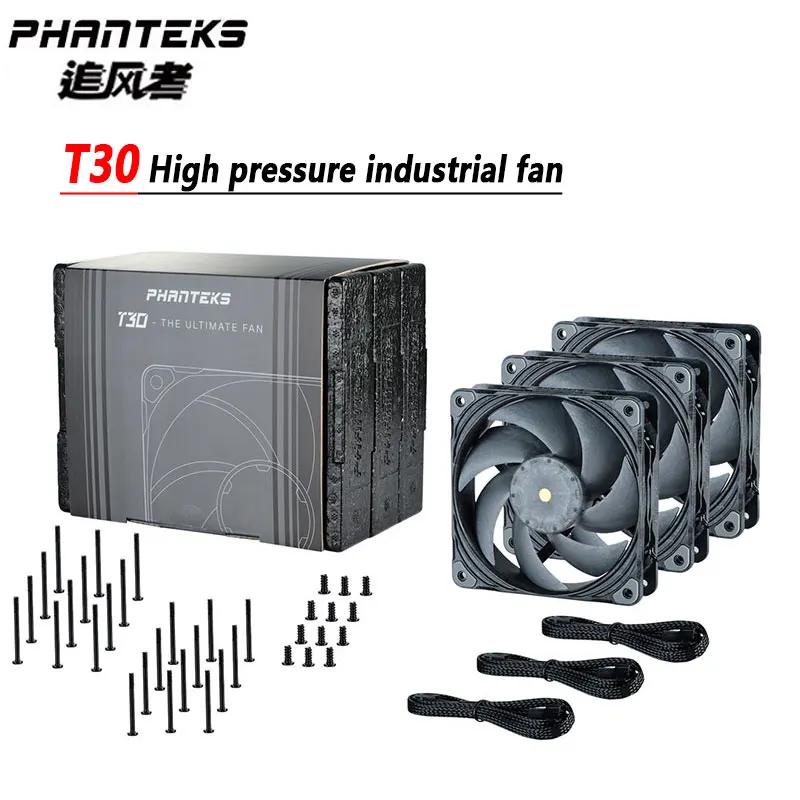 PHANTEKS T30 Industrial Grade High Pressure 12CM PWM Water Air Cooling Fan,Dual Vapo Bearing,120X120X30MM Powerful Cooler Master