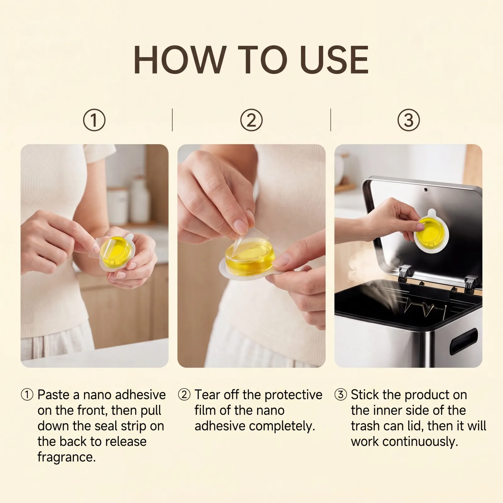 6x Osmanthus Trash Can Deodorizer Eliminate Unpleasant Odor Long Lasting Fresh Scent Air Freshener Sticker for Kitchen Bathroom view 6