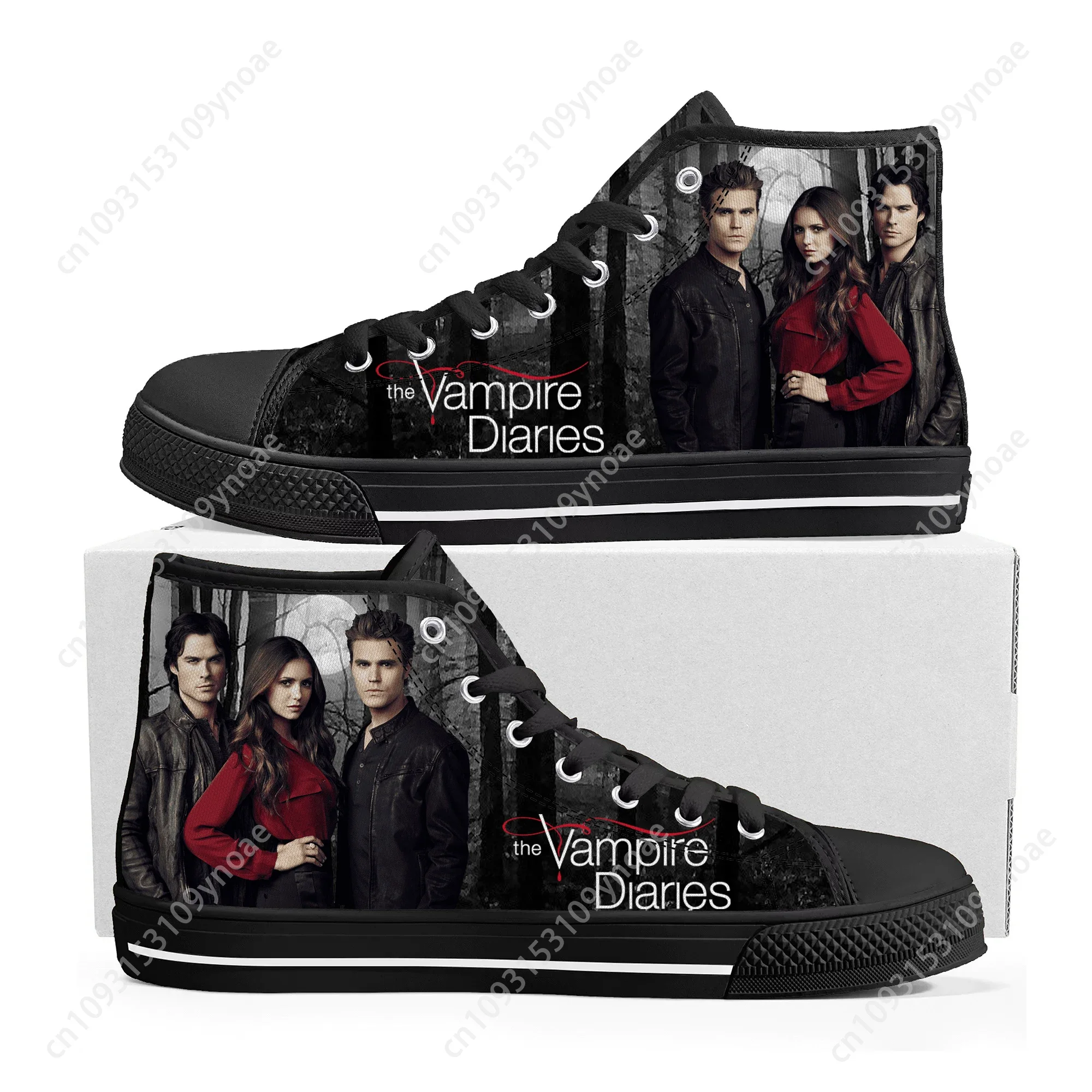 The Vampire Diaries Damon Salvatore High Top Sneakers High Quality Mens Womens Teenager Canvas Sneaker Couple Shoes Custom Shoe