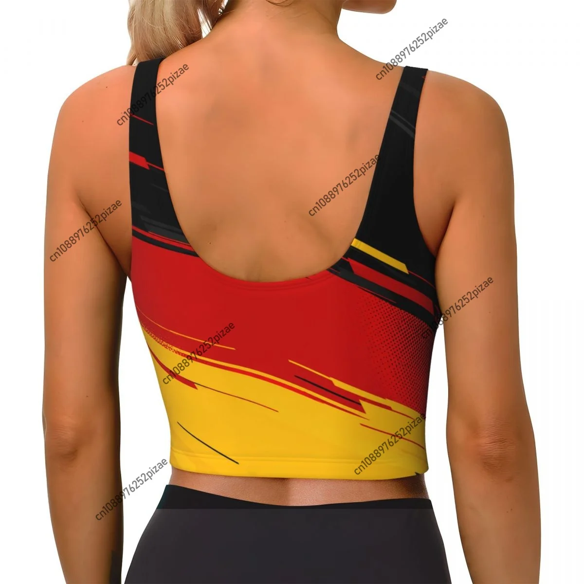 2026 Germany Flag Women Sports Bra Crop Top Sports Vest Tank Top for Girl Lady Yoga Gym Running Fitness
