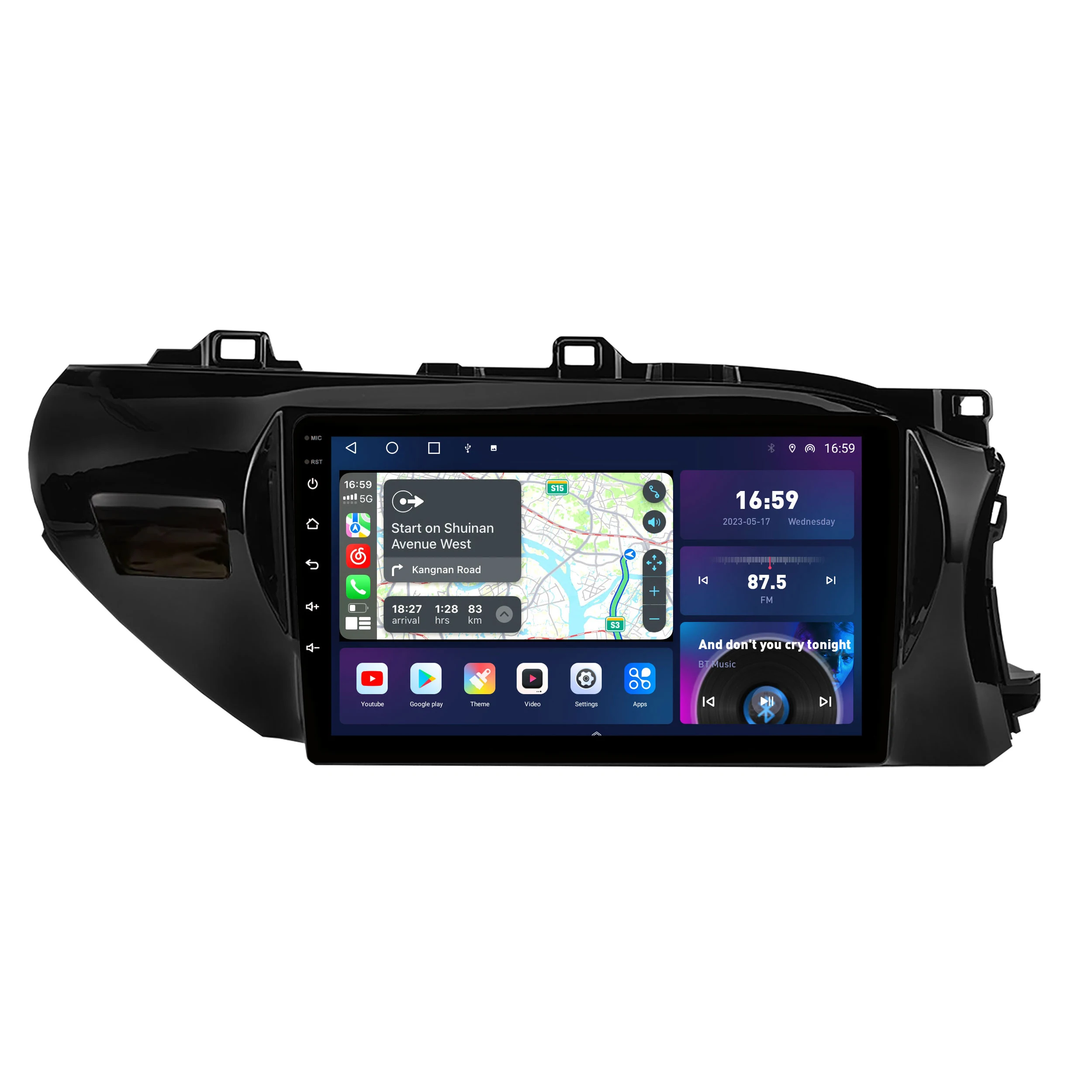 Android 8G+256G QLED 2K Car CarPlay Radio For Toyota Hilux Pick Up AN120 2022 2023 RHD Stereo Head Unit GPS Navigation Audio