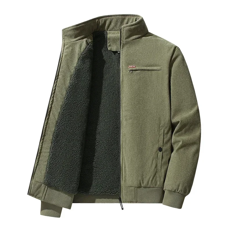 Chaqueta de pana de invierno para hombre, Parka gruesa y cálida informal de negocios, abrigos de lana sólida, chaqueta Bomber, cortavientos, prendas de vestir masculinas