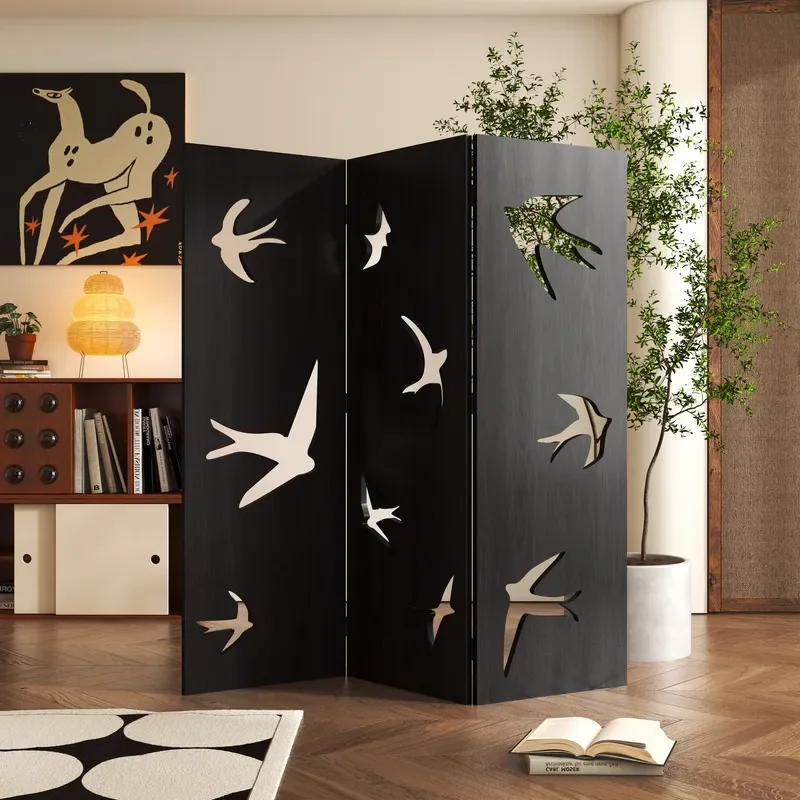 for Medieval Wabi Sabi Folding Screen Partition Door Hollow Movable Room Divider for Bedroom Hotel Background Decoration