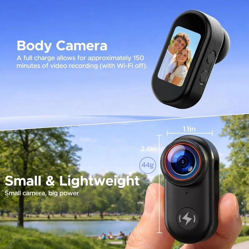 New 4K Thumb-Sized Action Camera, Magnetic Wearable Body Cam, Built-in Stabilization, Audio & Video Recording