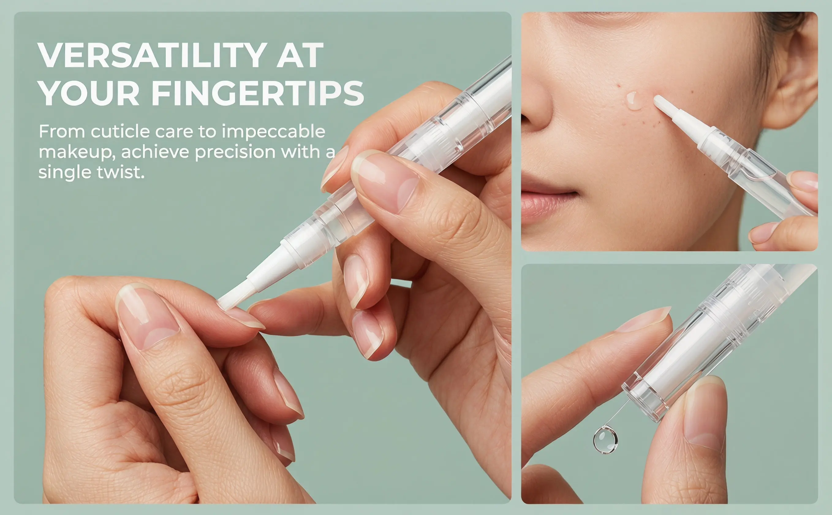 5Pcs Multifunctional Twist Pen for Nail Oil Cuticle Care Foundation Serum Eyelash Oil Refillable Transparent Beauty Dispenser