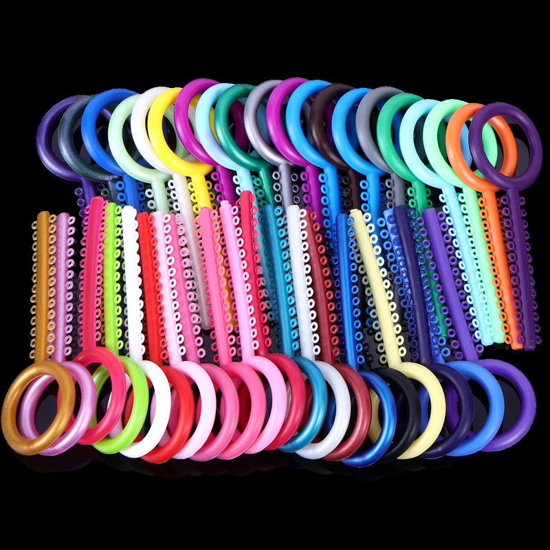1040Pcs/40Sticks Dental Orthodontic Elastic Ligature Ties Colorful Bands for Brackets Braces Orthodontics Treatment