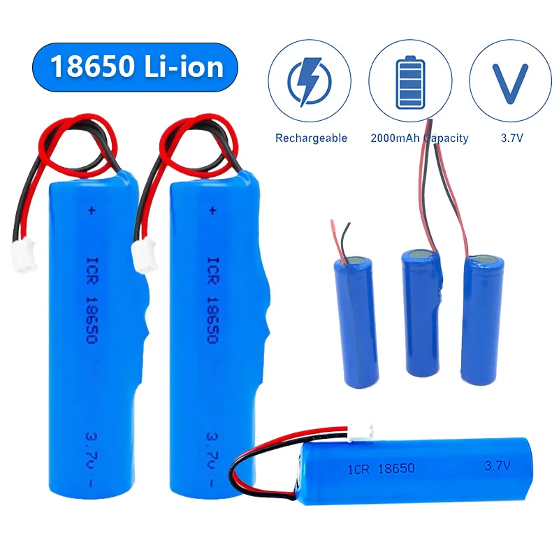 

3.7V LiPo Battery 2000mAh Rechargeable Batteries Pack W/PCB PH2.0-2P Battery ICR18650 for Electronics Toys Lighting Equipment