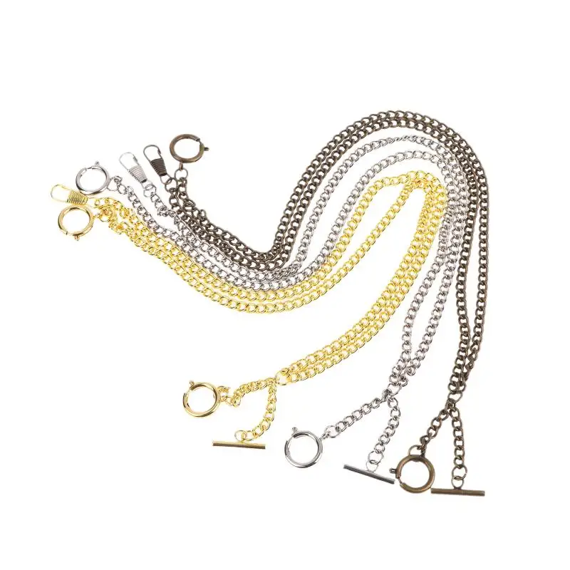 Double Chain Pocket Watch Chain Curb Link Chain Clip Pocket Chain For Men And Women For Christmas And Father's Day Gift