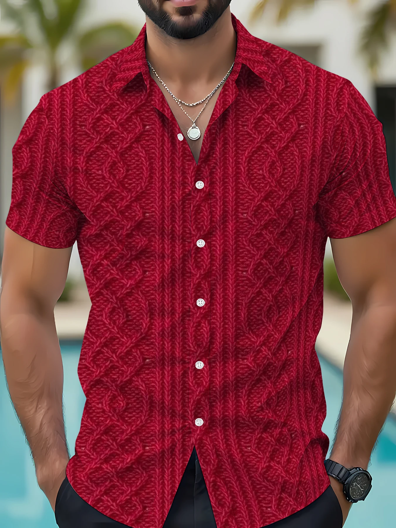 2026 Summer New Style Men's Short-Sleeved Shirt with 3D Patterned Print for Street Casual Fashion Comfortable Soft Breathable