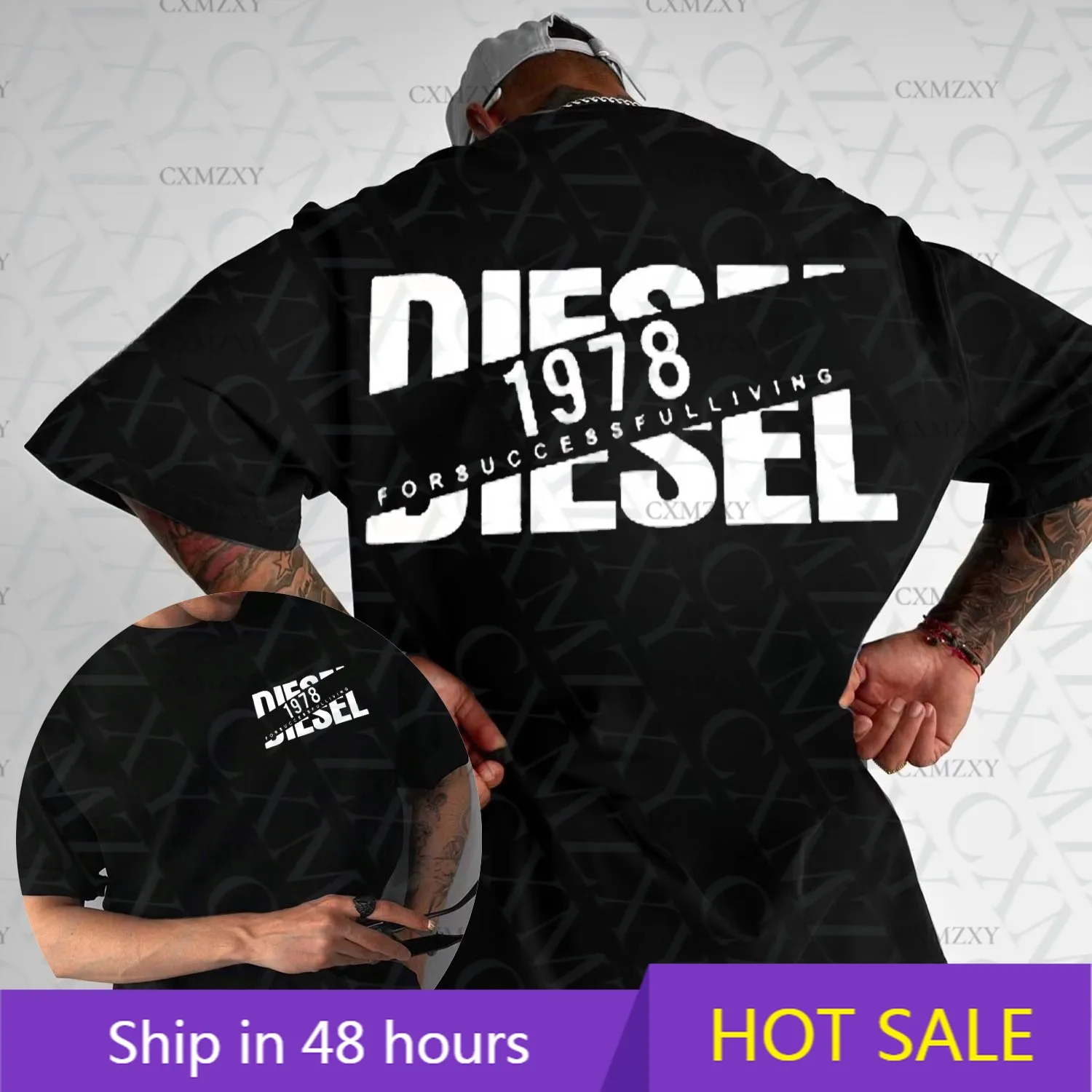 

2025 Summer Casual DIEDELS 100% Cotton Printed T-Shirt with Classic Printed Fashion Summe Men's Short Sleeve Y2K