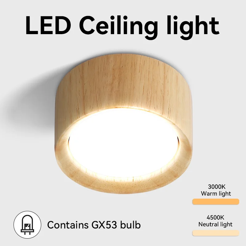 GX53 Downlight Replaceable Bulb For Bedroom Ceiling Lamp Spot Light LED Ceiling Lights 110V Decor Living Room Kitchen Spotlight