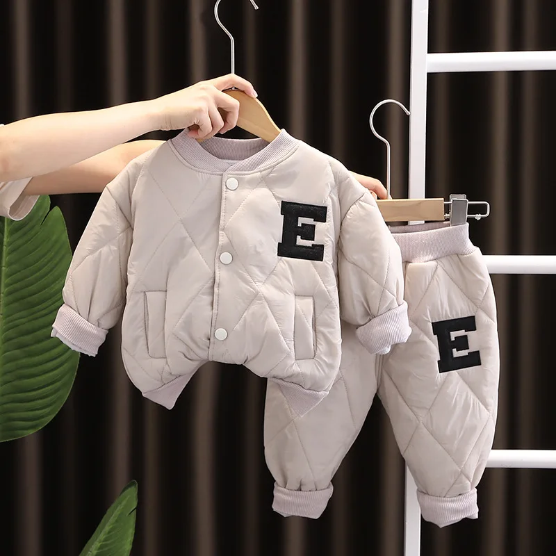 

Boys Warm Clothes Sets Winter 2023 Children Cotton Down Jackets Pants 2pcs Tracksuits For Baby Girls Outfits Toddler Outdoors 5Y